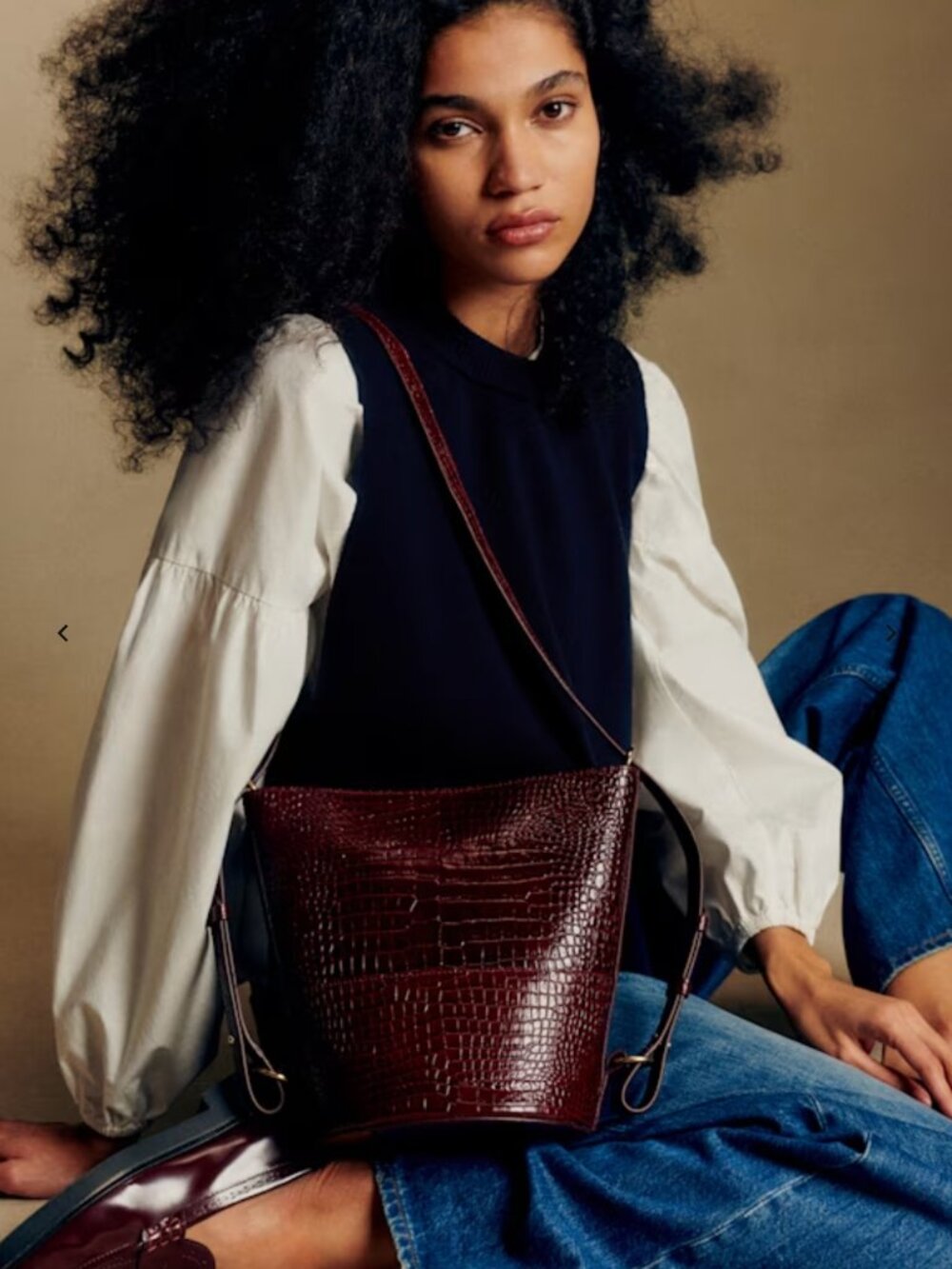 Sezane Gary Bag - Chocolate Crocodile Print